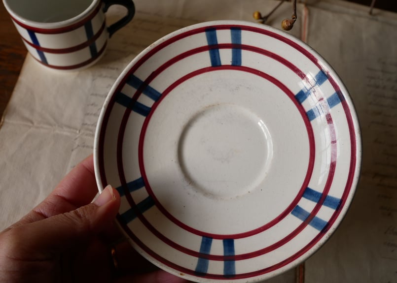 フランスアンティーク カップ＆ソーサー バスク柄 A | mamantique