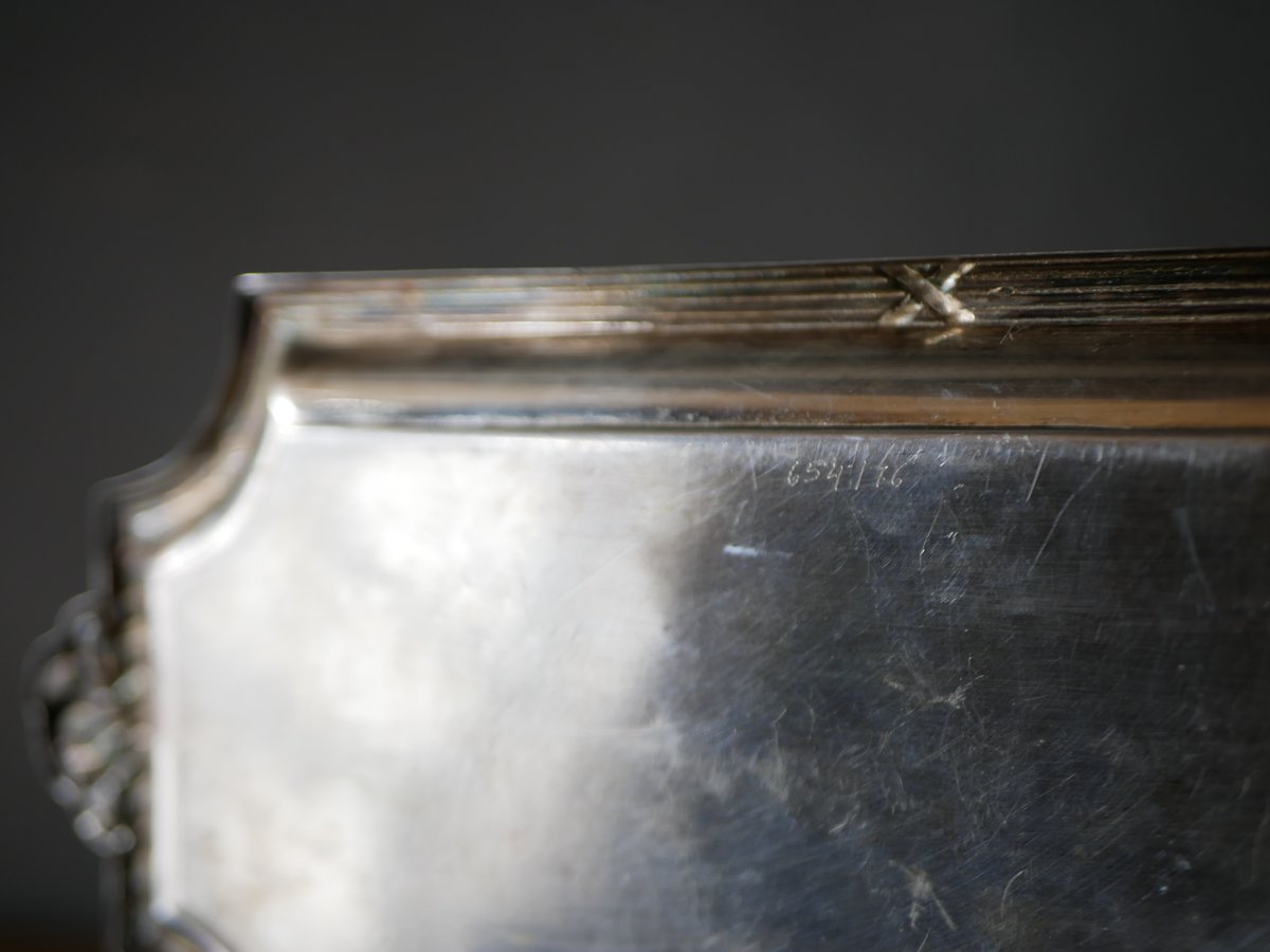 フランスアンティーク　トレー　プレート　薔薇　蝶々　エンボス加工　ブロカント フランスアンティークトレープレート薔薇蝶々エンボス加工ブロカント