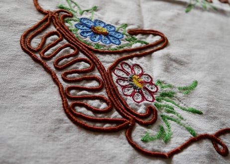 フランスアンティーク　刺繍　パニエ　A