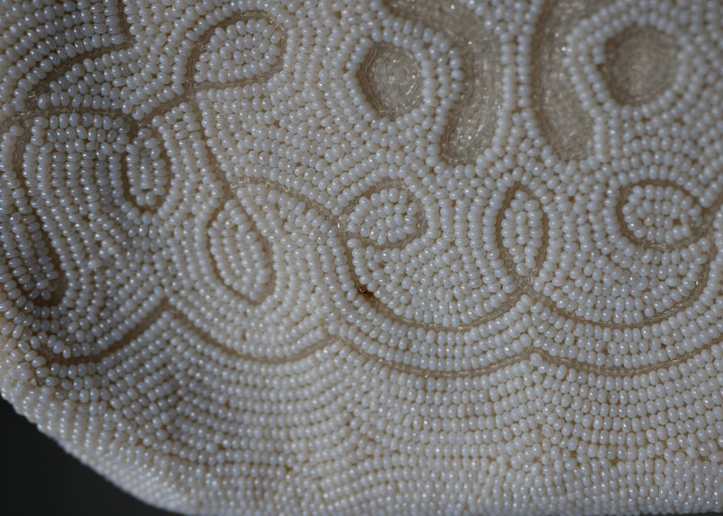 cecile hamilton ビーズバッグ　アンティーク　フランス フランスアンティークビーズシックなお花のビーズバッグW14×18cm