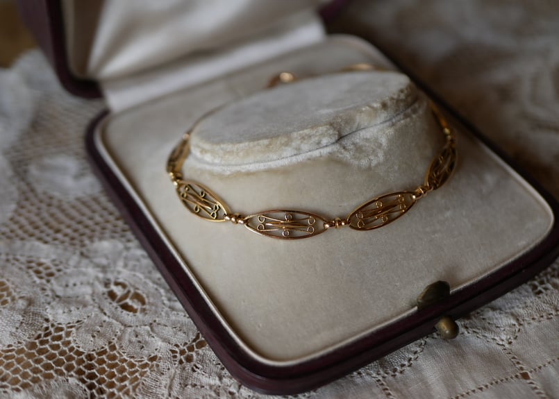 ブレスレット　アンティーク 装飾品 FB-07】フィリグリー K18 アンティークブレスレット アンティーク