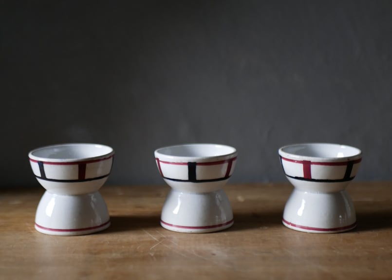 フランス アンティーク HBCM バスク柄エッグスタンド フランス アンティーク HBCM バスク柄エッグスタンド フランス