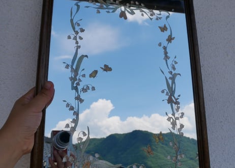 すずらんの鏡　フランスアンティーク　mirror　ミラー