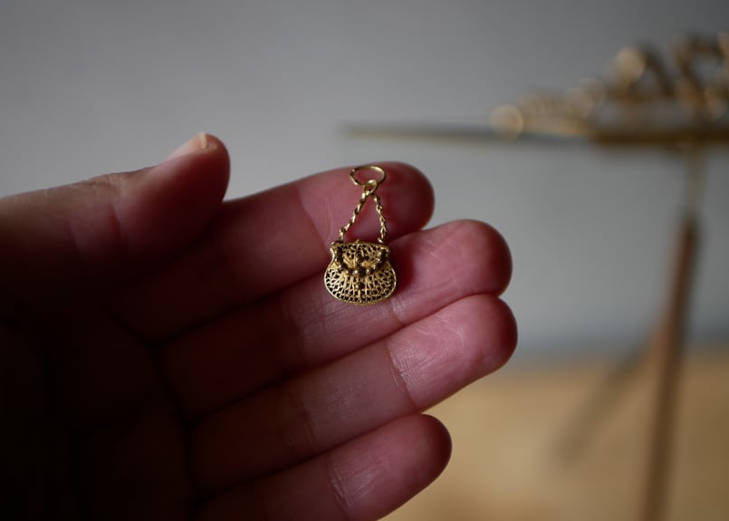 フィリグリー　K18　チャーム フランスアンティーク　アンティークジュエリー フィリグリーK18チャーム フランスアンティークアンティーク