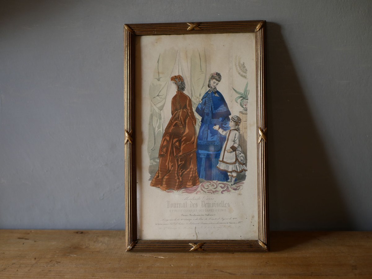 フランスアンティーク貴婦人版画　マーブル額装　最大サイズ フランスアンティーク貴婦人版画マーブル額装最大サイズ