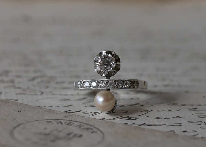 パールアールデコヴィンテージリングk18