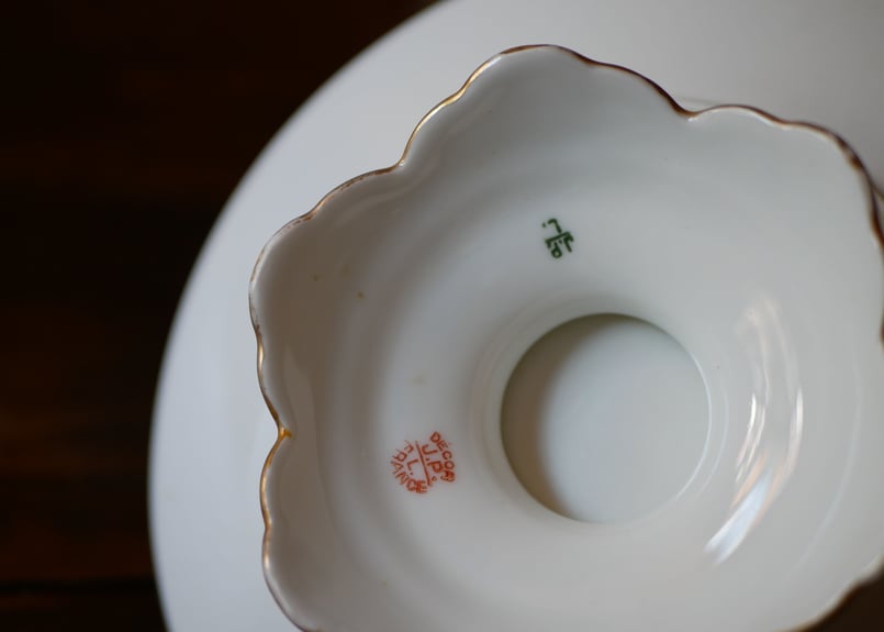 リモージュ2段ケーキスタンド 陶器花柄アンティークフランス