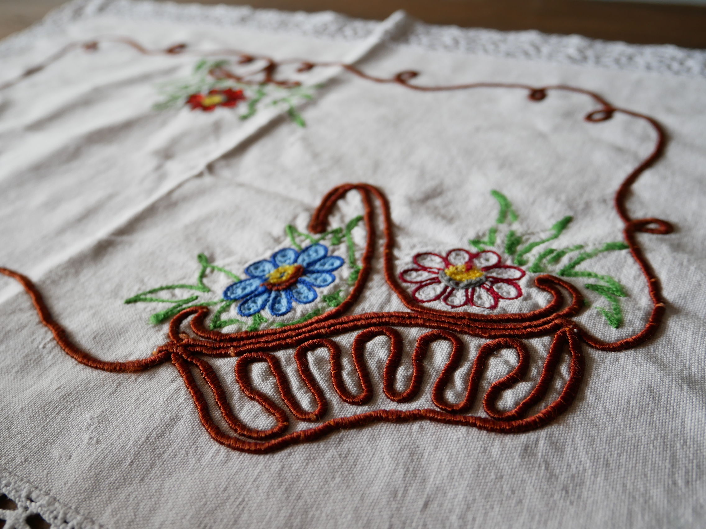 フランスアンティーク 刺繍 パニエ A | mamantique