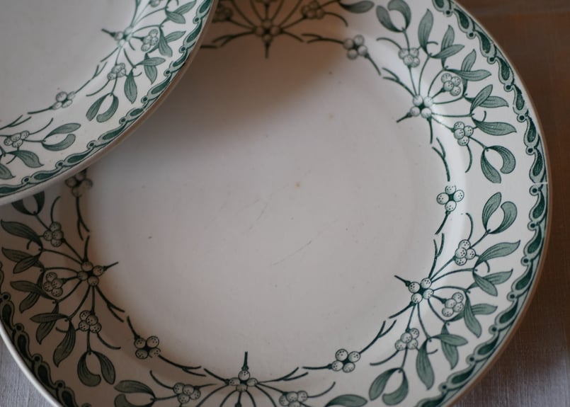 Stock→5 平皿 ヤドリギ フランスアンティーク 宿り木 brocante | maman