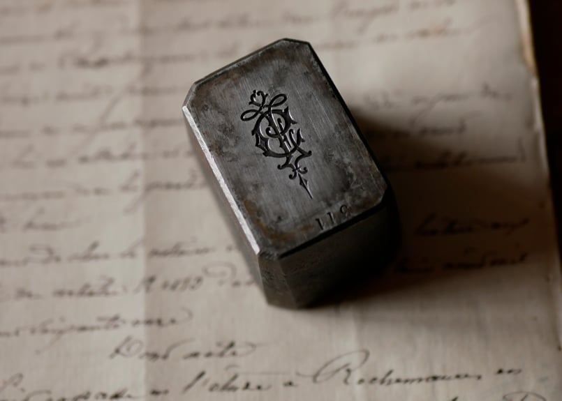 モノグラム ペーパーウェイト 文鎮 フランスアンティーク ブロカント