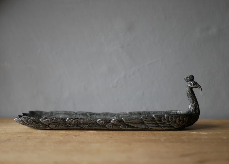 孔雀のヴィドポシェ 小物トレイ フランスアンティーク ブロカントの