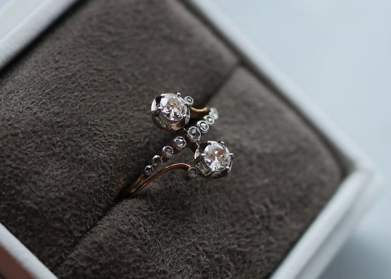 FR-43】天然ダイヤモンド K18 トワエモア フランスアンティーク