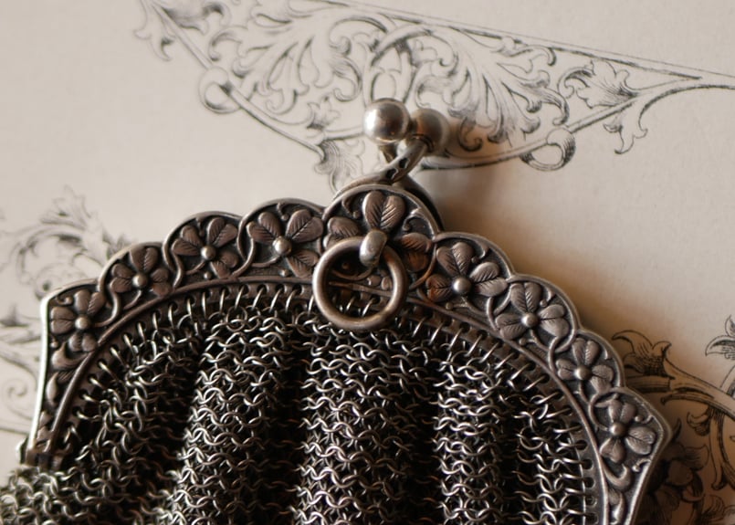 純銀製 三つ葉のクローバー ポルトモネ コインケース フランス