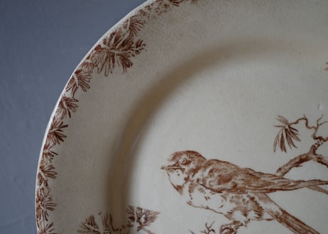 GIEN　ツバメのブラウンプレート１　”PROVENÇAL“　ジアン　フランスアンティーク