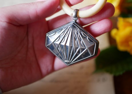 French silver, baby rattle