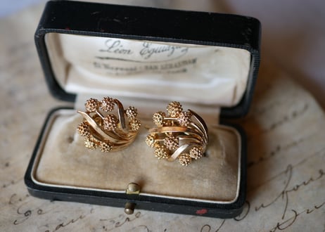 mimosa earrings, CROWN TRIFARI GOLD