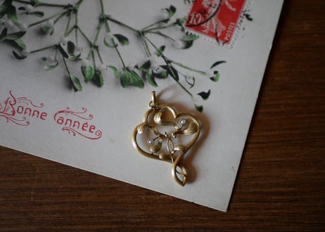 宿り木　フランスアンティーク　１８金　18K　イエローゴールド　ネックレストップ