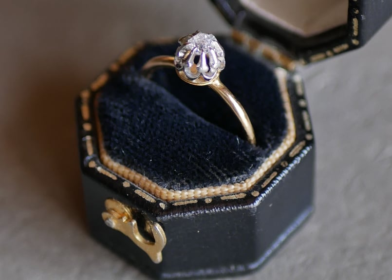 FR-32 天然ダイアモンド エドワーディアン アンティークリング