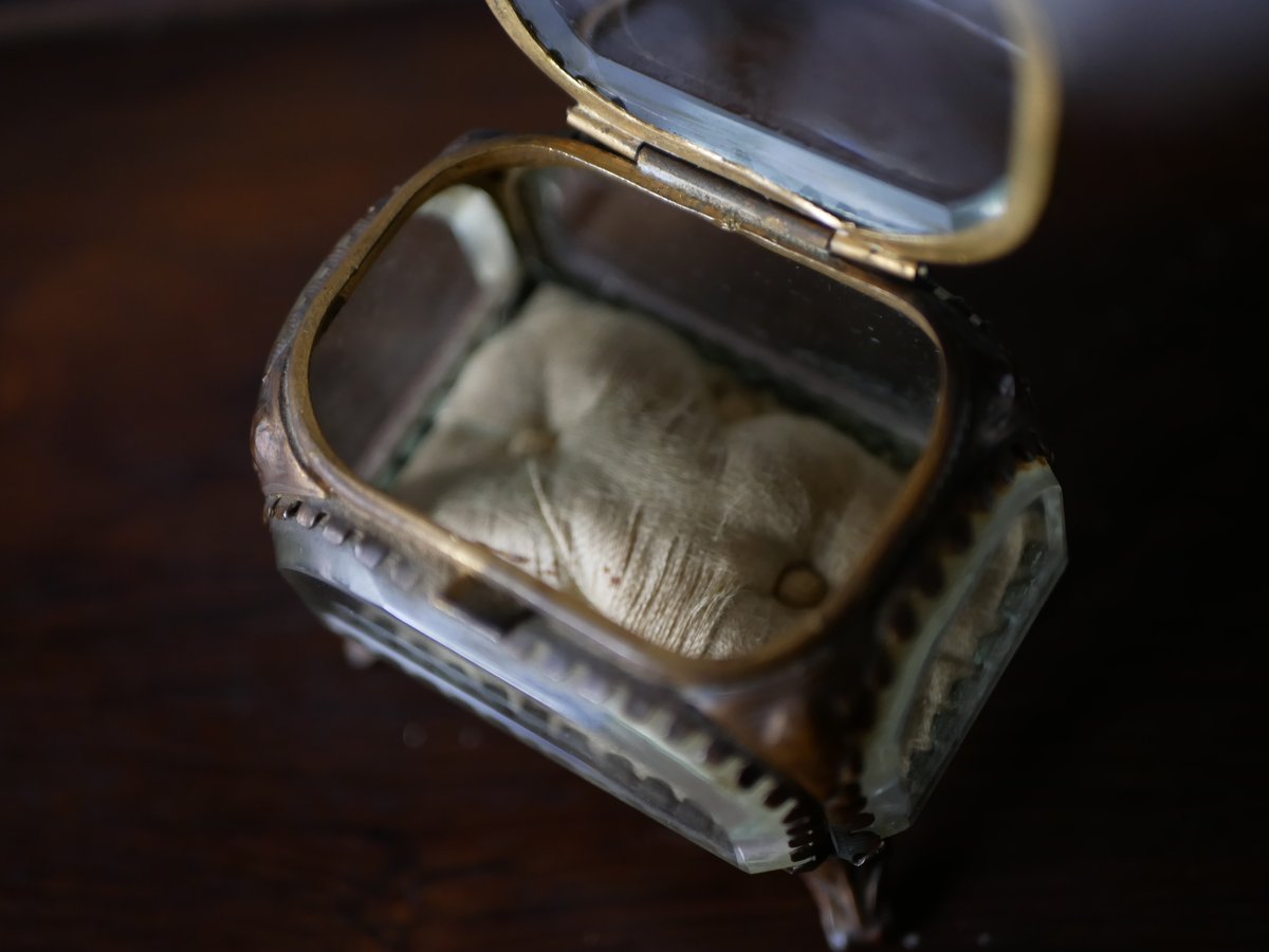 フランスアンティーク♡レアガラス蓋グローブボックス♡ミニョネット フランスアンティーク♡レアガラス蓋グローブボックス♡ミニョネット