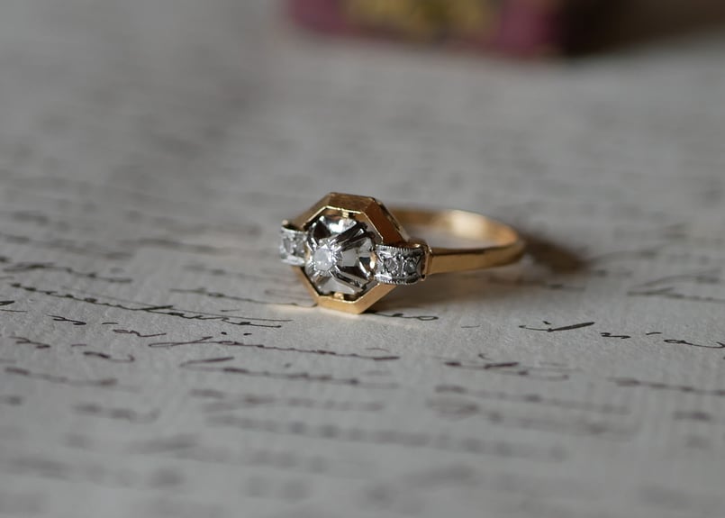 パール　アールデコ　ヴィンテージリング　k18 パール アールデコ ヴィンテージリング k18