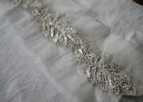 スパンコールの刺繍　３つ　フランスアンティーク