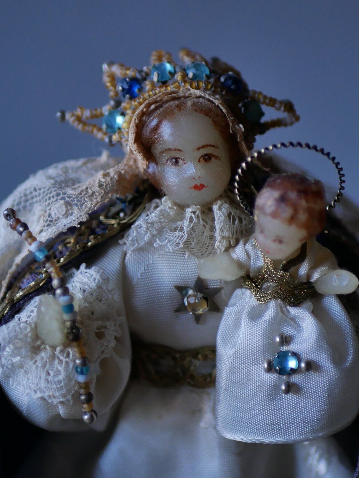 聖母マリア様とキリスト様 ガラスドーム フランスアンティーク 