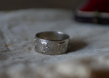 蟹マーク　純銀　フルールドリス　シルバーリング　フランスアンティーク　ヴィンテージアクセサリー