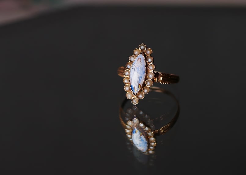 アンティークリング☆イギリス　フランス イギリス アンティーク リング 1800年後半頃 K18 オールドダイヤ 10pc