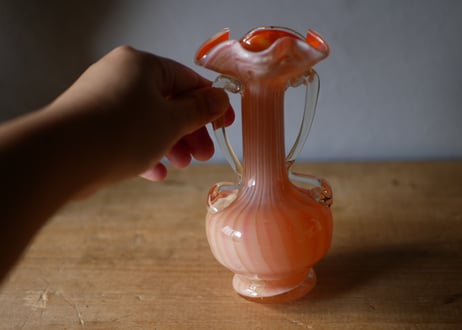 オレンジ　フラワーベース　フランスヴィンテージ　ブロカントのある暮らし