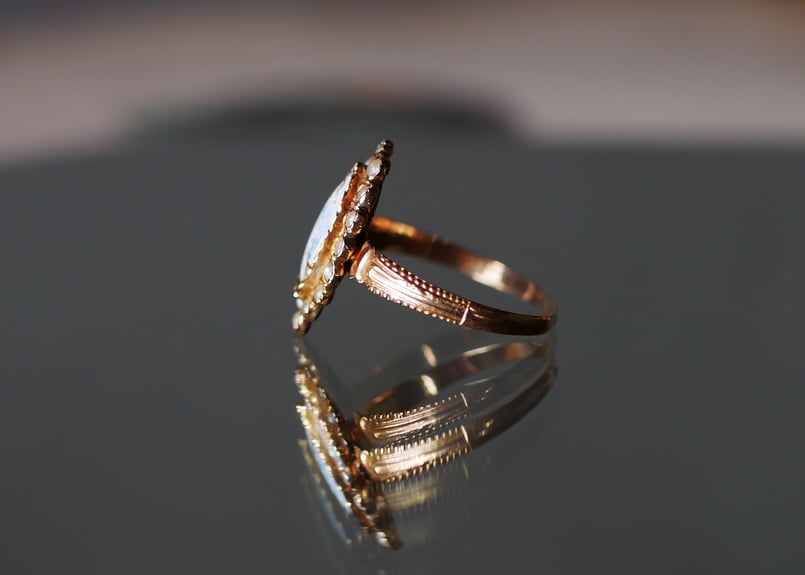 H様御成約品【FR-41】18金 エマイユ アンティークリング フランス