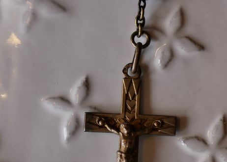ラピスラズリ (青・BLEU) のロザリオ　純銀　フランスアンティーク　十字架　ブロカント　アンティークのある暮らし