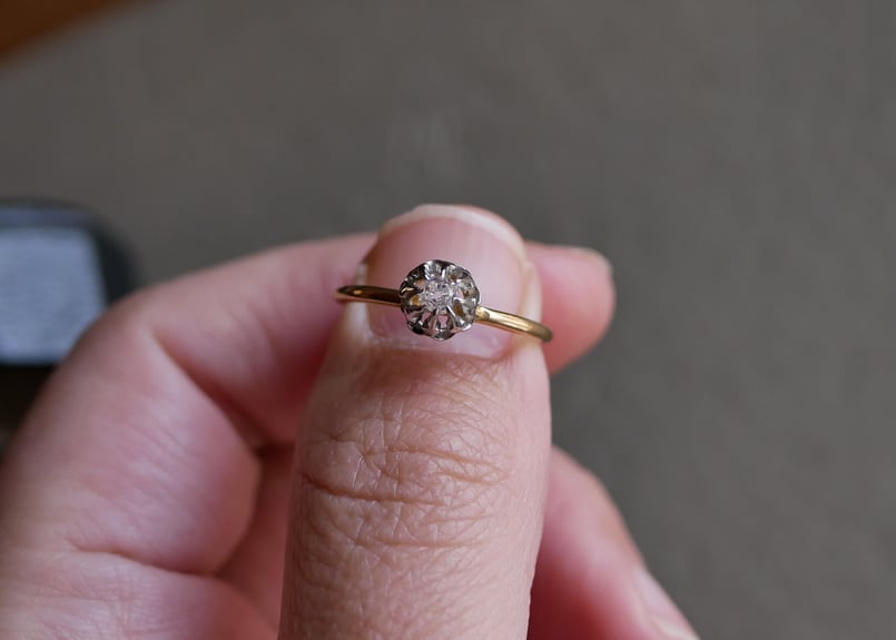 FR-32 天然ダイアモンド エドワーディアン アンティークリング