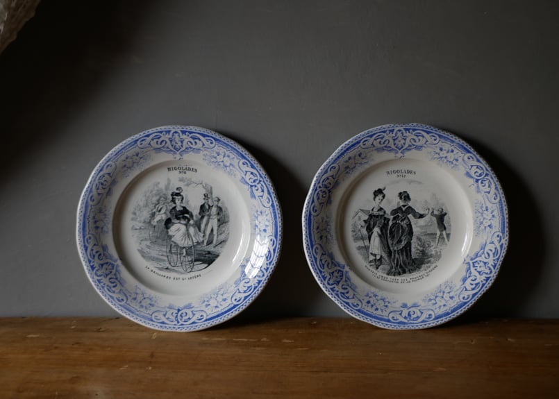 Creil et Montereau クレイユモントロー アンティークプレート ブルー