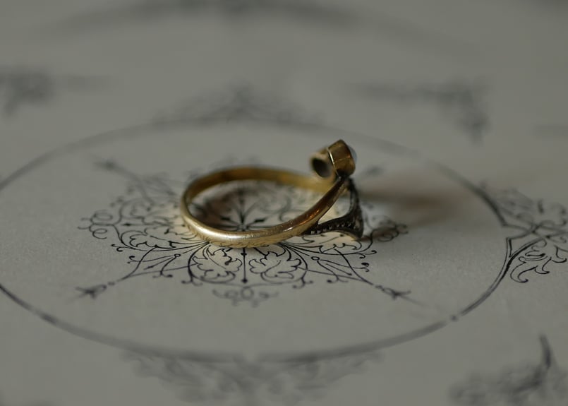 FR-39】 K18 オパール アールヌーヴォー トンボ アンティークリング