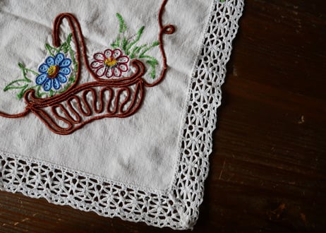 フランスアンティーク　刺繍　パニエ　A