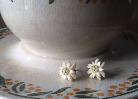 仏アンティーク ピアス エーデルワイス