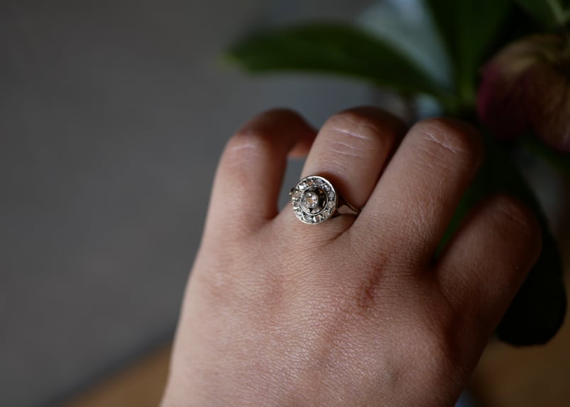 アンティークリング☆イギリス　フランス FR-60 フランスアンティーク デイジーリング K18 アンティークリング