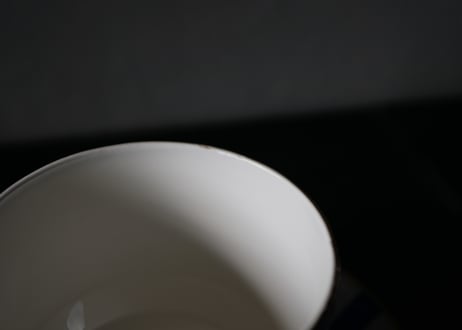 B　サルグミンヌ　ブルーストライプ　チョコレートカップ　C＆S　フランスアンティーク