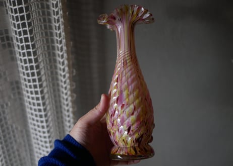 クリシー　花瓶　フラワーベース　ピンクベース　フランスヴィンテージ　ブロカントのある暮らし