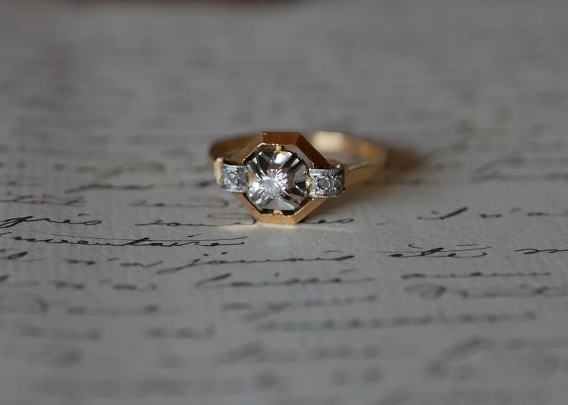 FR-19】アールデコ オクトゴナル アンティークリング K18 指輪