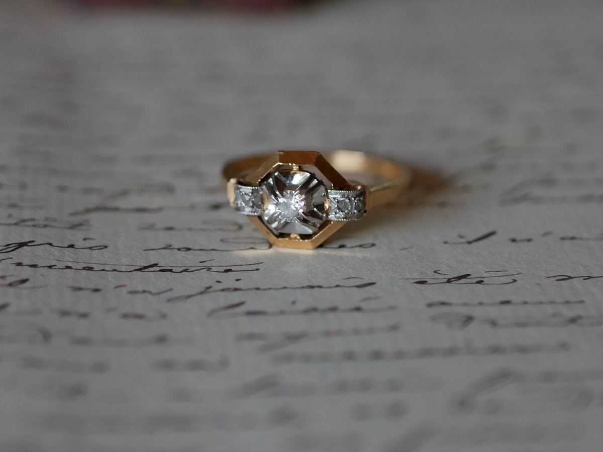 FR-19】アールデコ オクトゴナル アンティークリング K18 指輪