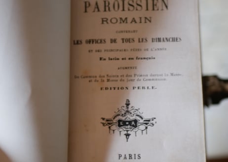 フランスアンティーク　祈祷書 ミセル 聖書　モノグラム　アイボリー