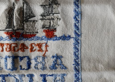 プチポワン　ヨット　シーサイド　刺繍　アルファベット　フランスアンティーク
