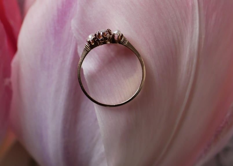 FR-34】 ヴィクトリアン ローズカットダイヤモンド K18 アンティーク