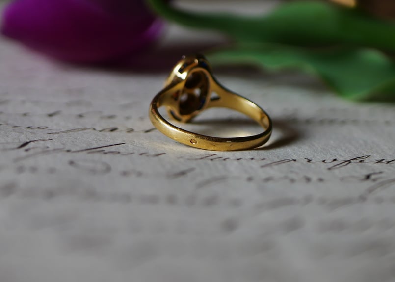 FR-56 アールデコ K18 アンティークリング 指輪 フランス