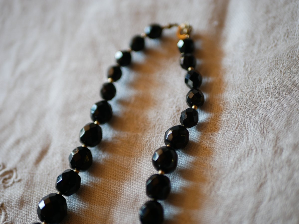 フレンチジェット 黒ガラスのネックレス ⑨french jet glass necklace