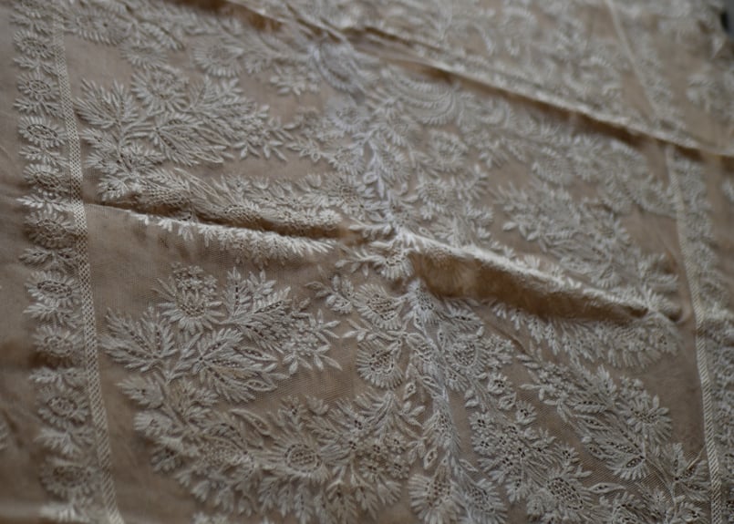 アンティークレース　テーブルクロス　フランス　リボン/ハート アンティークレース テーブルクロス フランス リボン/ハート