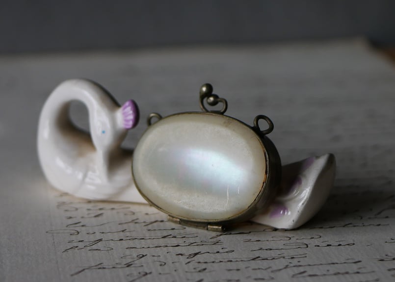 白蝶貝 マザーオブパール 小さなケース フランスアンティーク