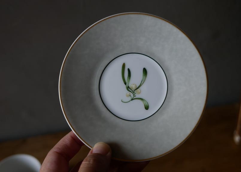 LIMOGES リモージュ 宿り木 デミタスC＆S フランスヴィンテージ