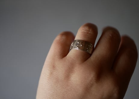 蟹マーク　純銀　フルールドリス　シルバーリング　フランスアンティーク　ヴィンテージアクセサリー